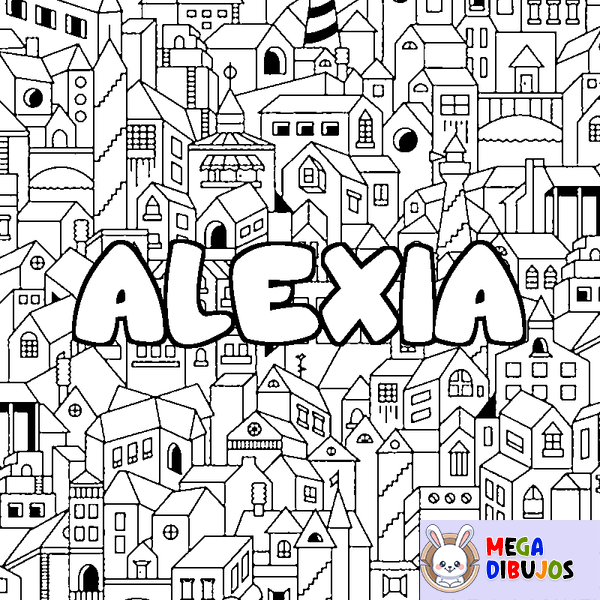 Coloraci&oacute;n del nombre ALEXIA - decorado ciudad