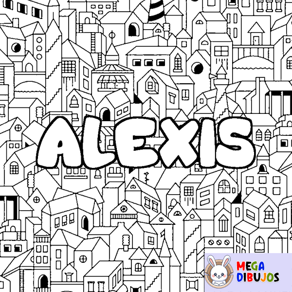 Coloraci&oacute;n del nombre ALEXIS - decorado ciudad