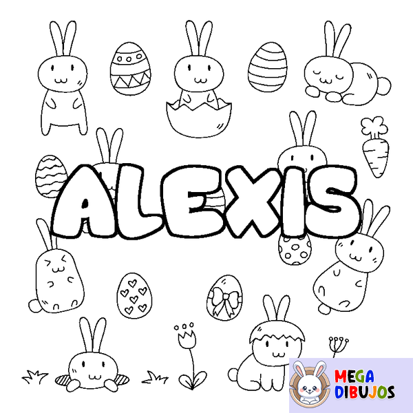 Coloraci&oacute;n del nombre ALEXIS - decorado Pascua