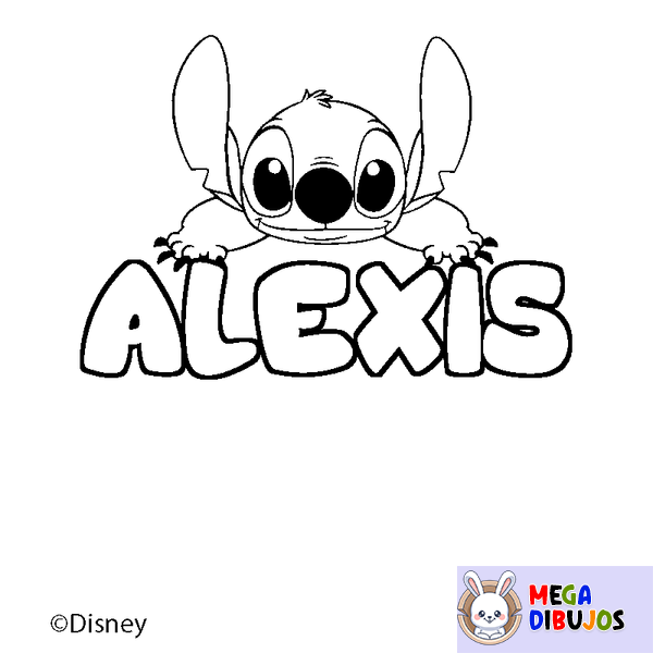 Coloraci&oacute;n del nombre ALEXIS - decorado Stitch