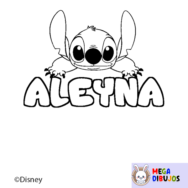 Coloraci&oacute;n del nombre ALEYNA - decorado Stitch