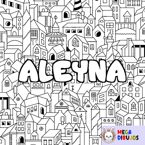 Coloraci&oacute;n del nombre ALEYNA - decorado ciudad
