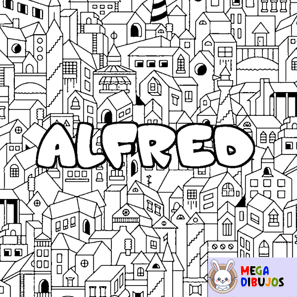 Coloraci&oacute;n del nombre ALFRED - decorado ciudad