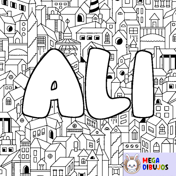 Coloraci&oacute;n del nombre ALI - decorado ciudad