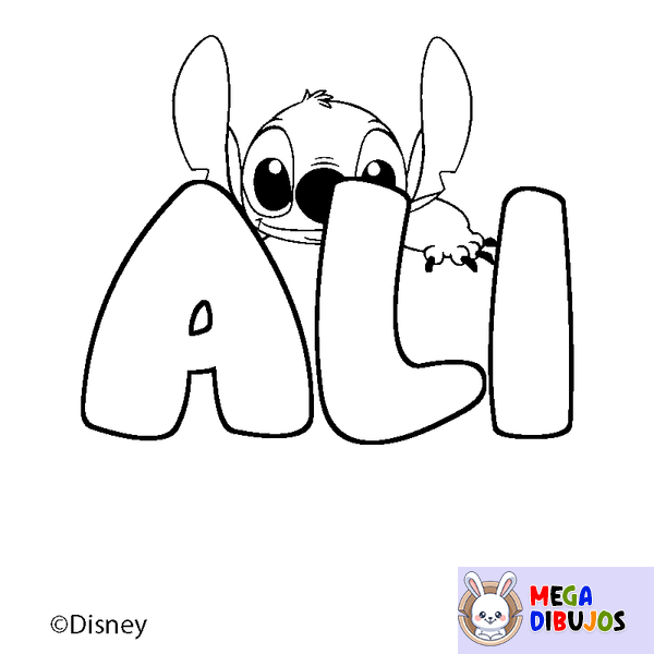 Coloraci&oacute;n del nombre ALI - decorado Stitch