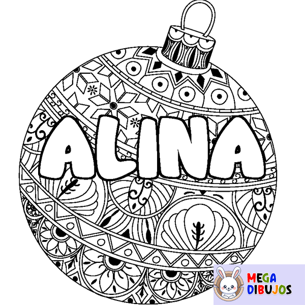 Coloraci&oacute;n del nombre ALINA - decorado bola de Navidad