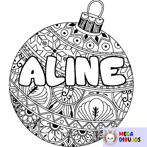 Coloraci&oacute;n del nombre ALINE - decorado bola de Navidad
