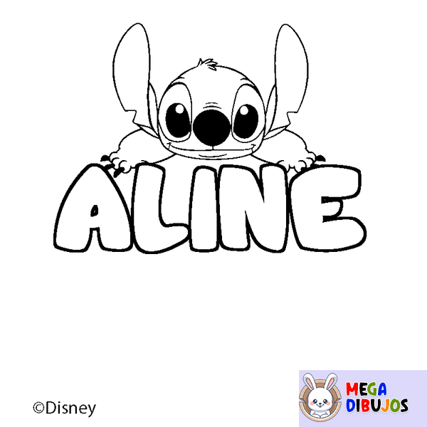 Coloraci&oacute;n del nombre ALINE - decorado Stitch