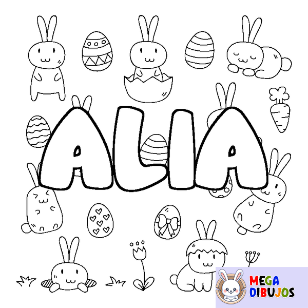 Coloraci&oacute;n del nombre ALIA - decorado Pascua