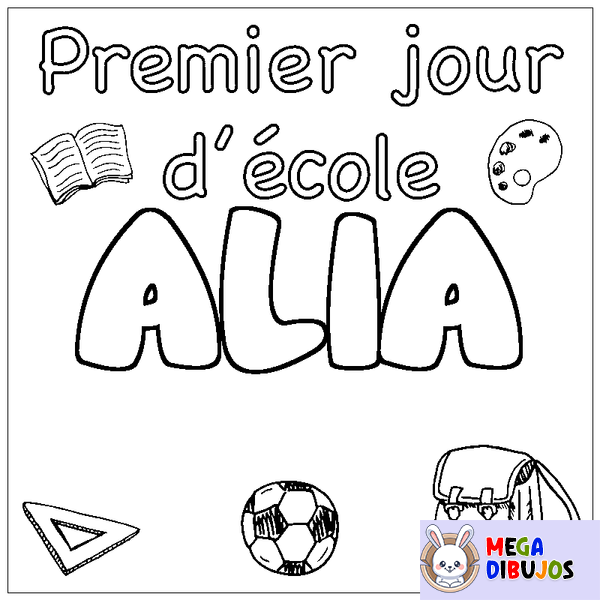 Coloraci&oacute;n del nombre ALIA - decorado primer d&iacute;a de escuela