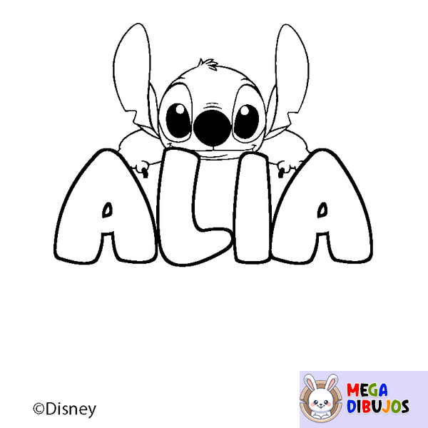 Coloraci&oacute;n del nombre ALIA - decorado Stitch