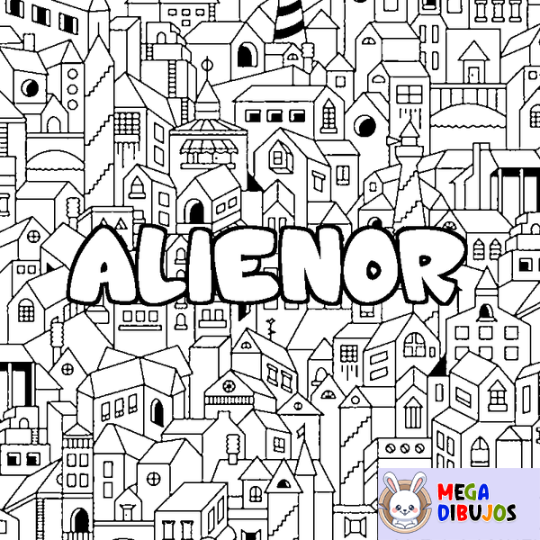Coloraci&oacute;n del nombre ALIENOR - decorado ciudad