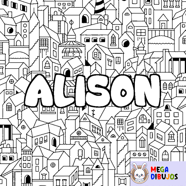 Coloraci&oacute;n del nombre ALISON - decorado ciudad