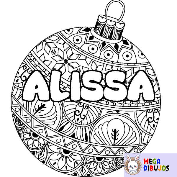 Coloraci&oacute;n del nombre ALISSA - decorado bola de Navidad