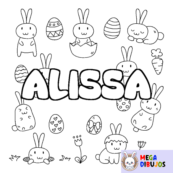 Coloraci&oacute;n del nombre ALISSA - decorado Pascua