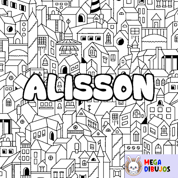 Coloraci&oacute;n del nombre ALISSON - decorado ciudad