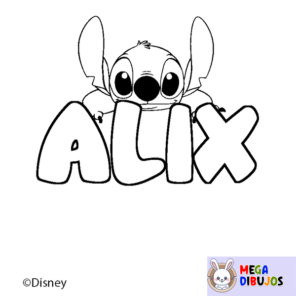 Coloraci&oacute;n del nombre ALIX - decorado Stitch