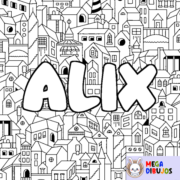 Coloraci&oacute;n del nombre ALIX - decorado ciudad