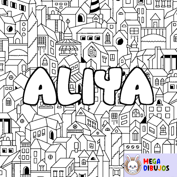 Coloraci&oacute;n del nombre ALIYA - decorado ciudad