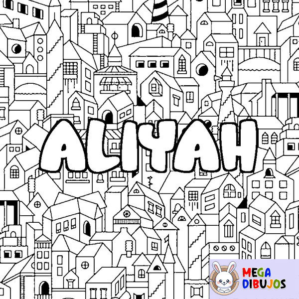 Coloraci&oacute;n del nombre ALIYAH - decorado ciudad