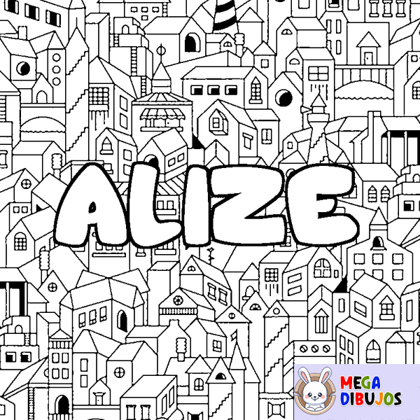 Coloraci&oacute;n del nombre ALIZE - decorado ciudad