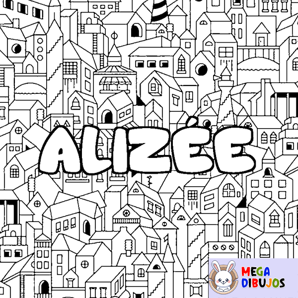 Coloraci&oacute;n del nombre ALIZ&Eacute;E - decorado ciudad
