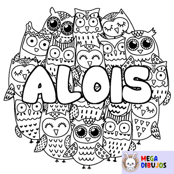 Coloraci&oacute;n del nombre ALOIS - decorado b&uacute;hos