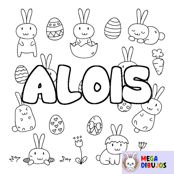 Coloraci&oacute;n del nombre ALOIS - decorado Pascua