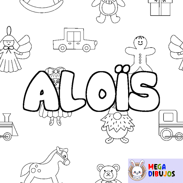 Coloraci&oacute;n del nombre ALO&Iuml;S - decorado juguetes