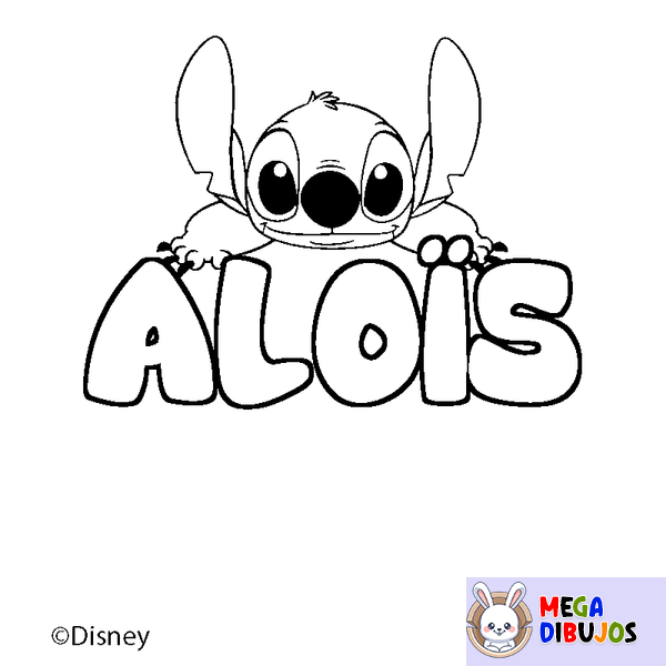 Coloraci&oacute;n del nombre ALO&Iuml;S - decorado Stitch