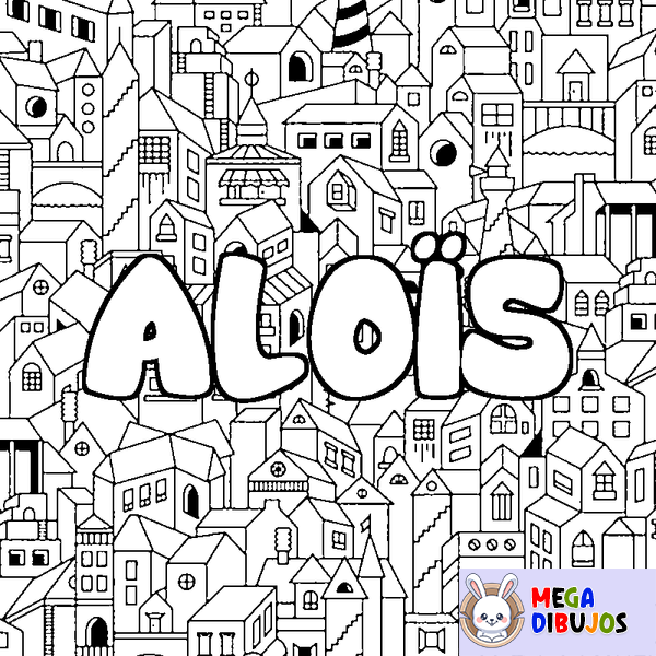 Coloraci&oacute;n del nombre ALO&Iuml;S - decorado ciudad
