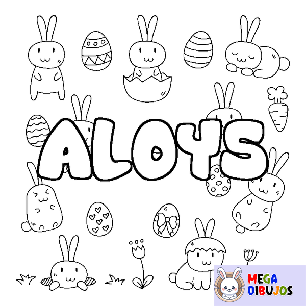 Coloraci&oacute;n del nombre ALOYS - decorado Pascua