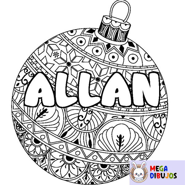 Coloraci&oacute;n del nombre ALLAN - decorado bola de Navidad