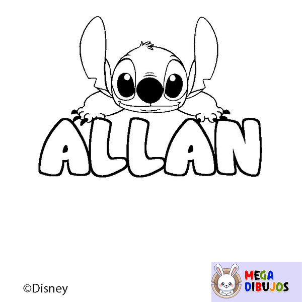 Coloraci&oacute;n del nombre ALLAN - decorado Stitch