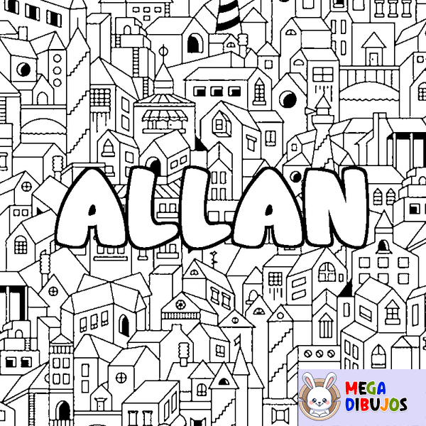 Coloraci&oacute;n del nombre ALLAN - decorado ciudad