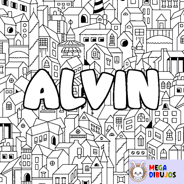 Coloraci&oacute;n del nombre ALVIN - decorado ciudad