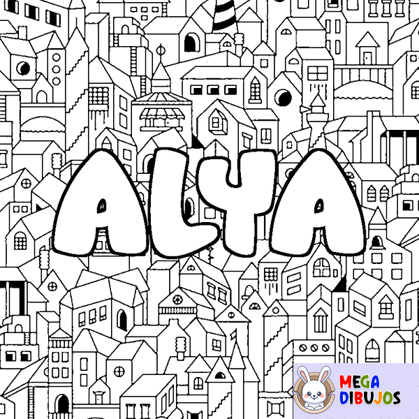 Coloraci&oacute;n del nombre ALYA - decorado ciudad