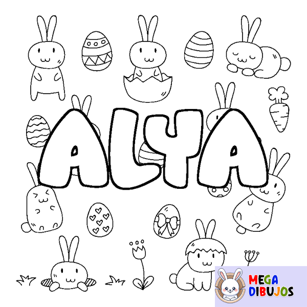Coloraci&oacute;n del nombre ALYA - decorado Pascua