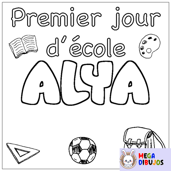 Coloraci&oacute;n del nombre ALYA - decorado primer d&iacute;a de escuela