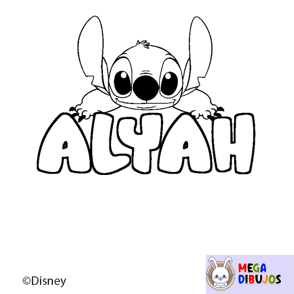Coloraci&oacute;n del nombre ALYAH - decorado Stitch