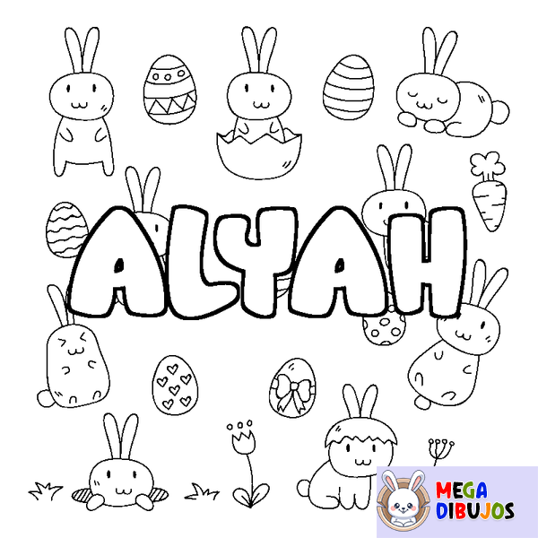 Coloraci&oacute;n del nombre ALYAH - decorado Pascua