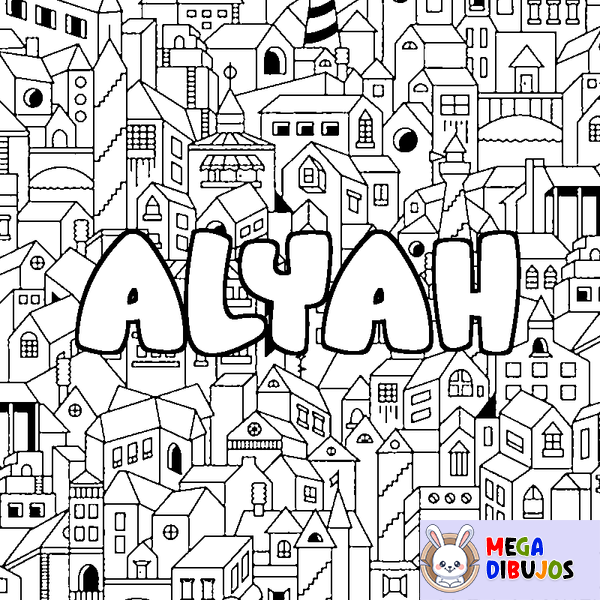Coloraci&oacute;n del nombre ALYAH - decorado ciudad