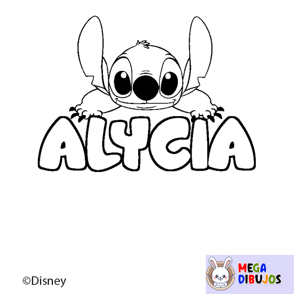 Coloraci&oacute;n del nombre ALYCIA - decorado Stitch