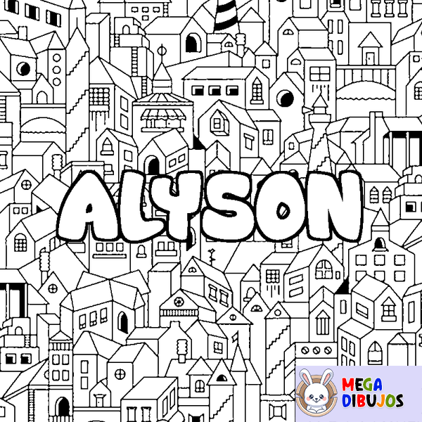 Coloraci&oacute;n del nombre ALYSON - decorado ciudad