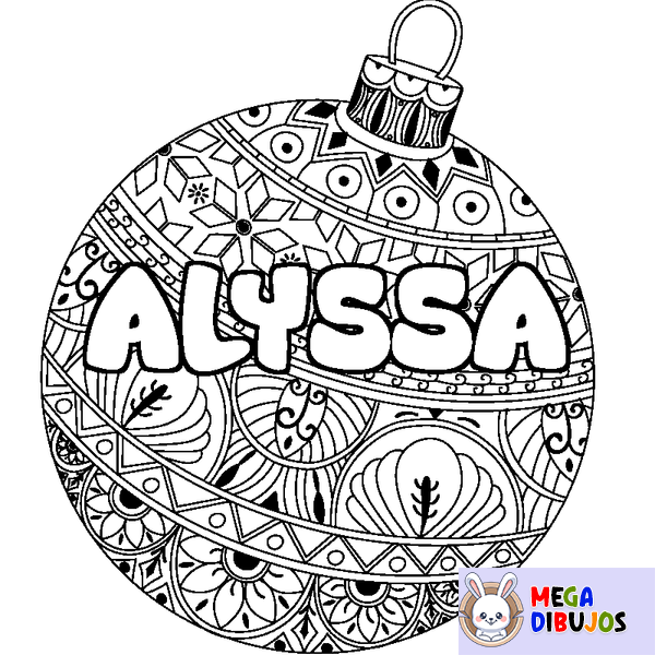 Coloraci&oacute;n del nombre ALYSSA - decorado bola de Navidad