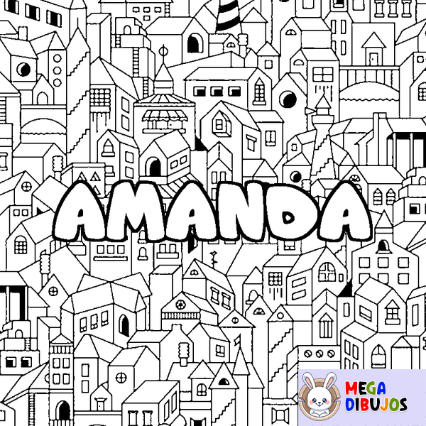 Coloraci&oacute;n del nombre AMANDA - decorado ciudad