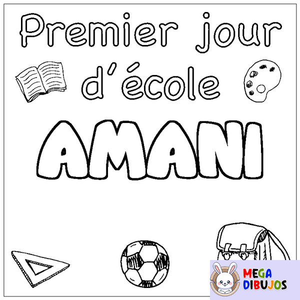 Coloraci&oacute;n del nombre AMANI - decorado primer d&iacute;a de escuela