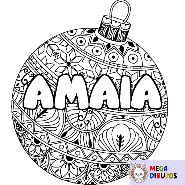 Coloraci&oacute;n del nombre AMAIA - decorado bola de Navidad