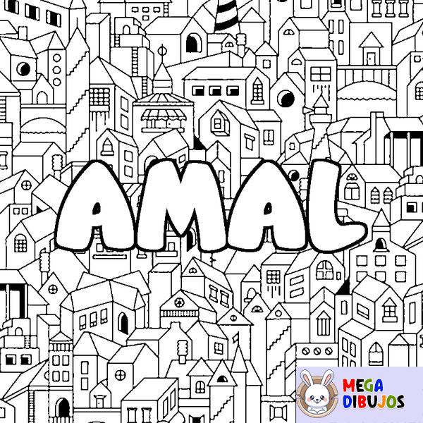 Coloraci&oacute;n del nombre AMAL - decorado ciudad