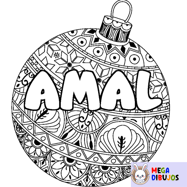 Coloraci&oacute;n del nombre AMAL - decorado bola de Navidad